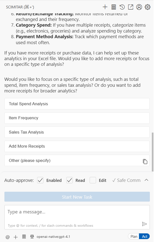 Scimitar's one-click apply feature for analysis suggestions